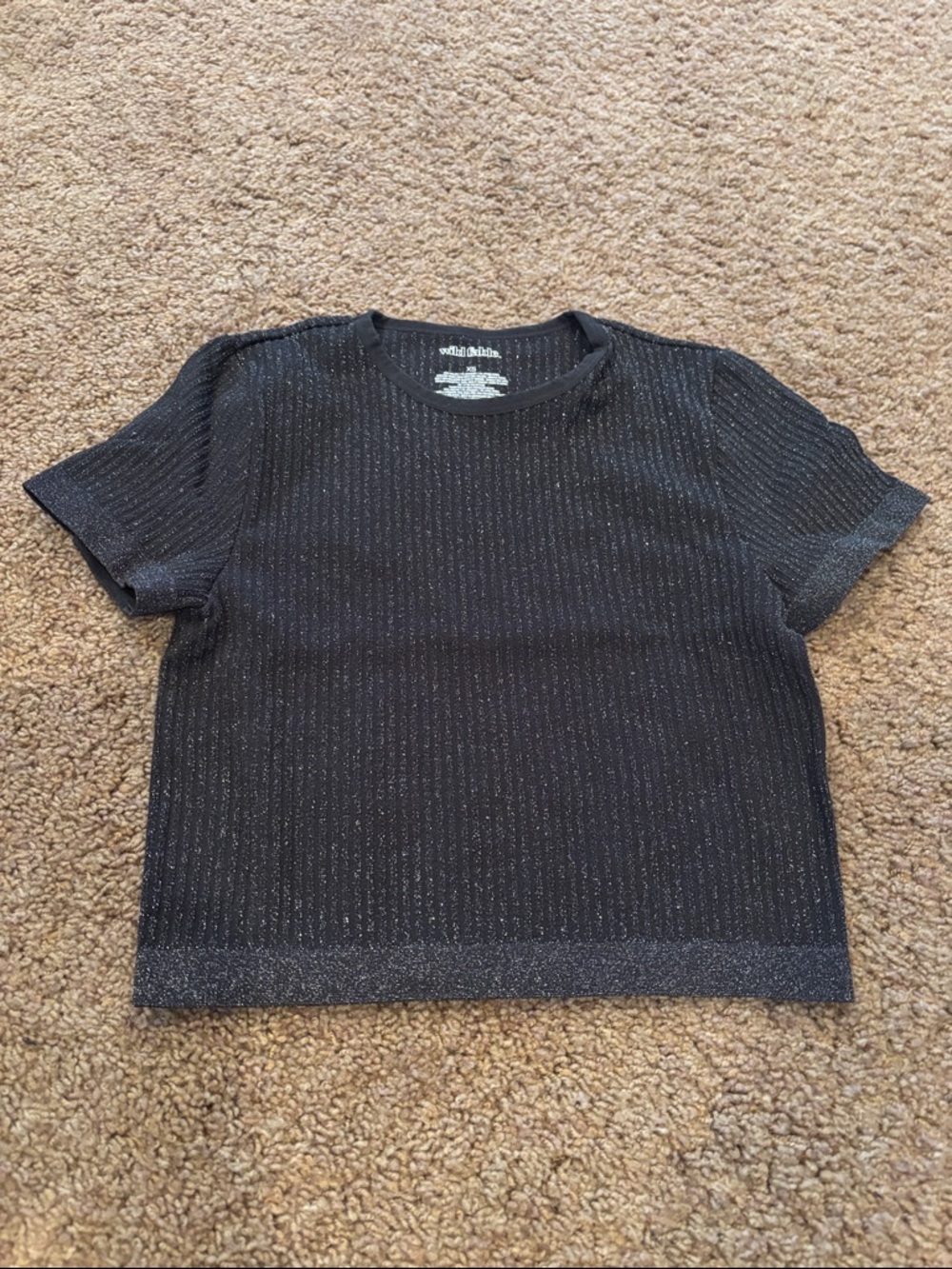 wild fable Black Shimmery Knit Crop Top